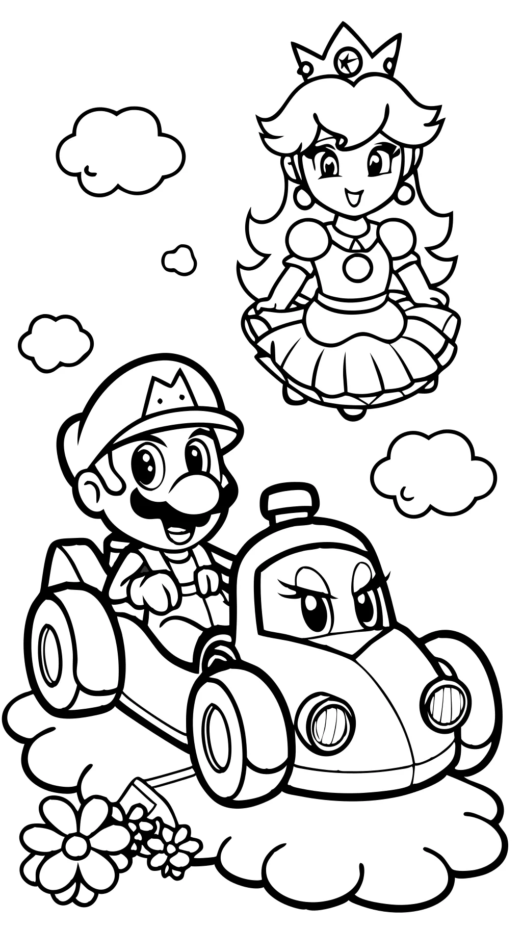 peach and mario coloring pages